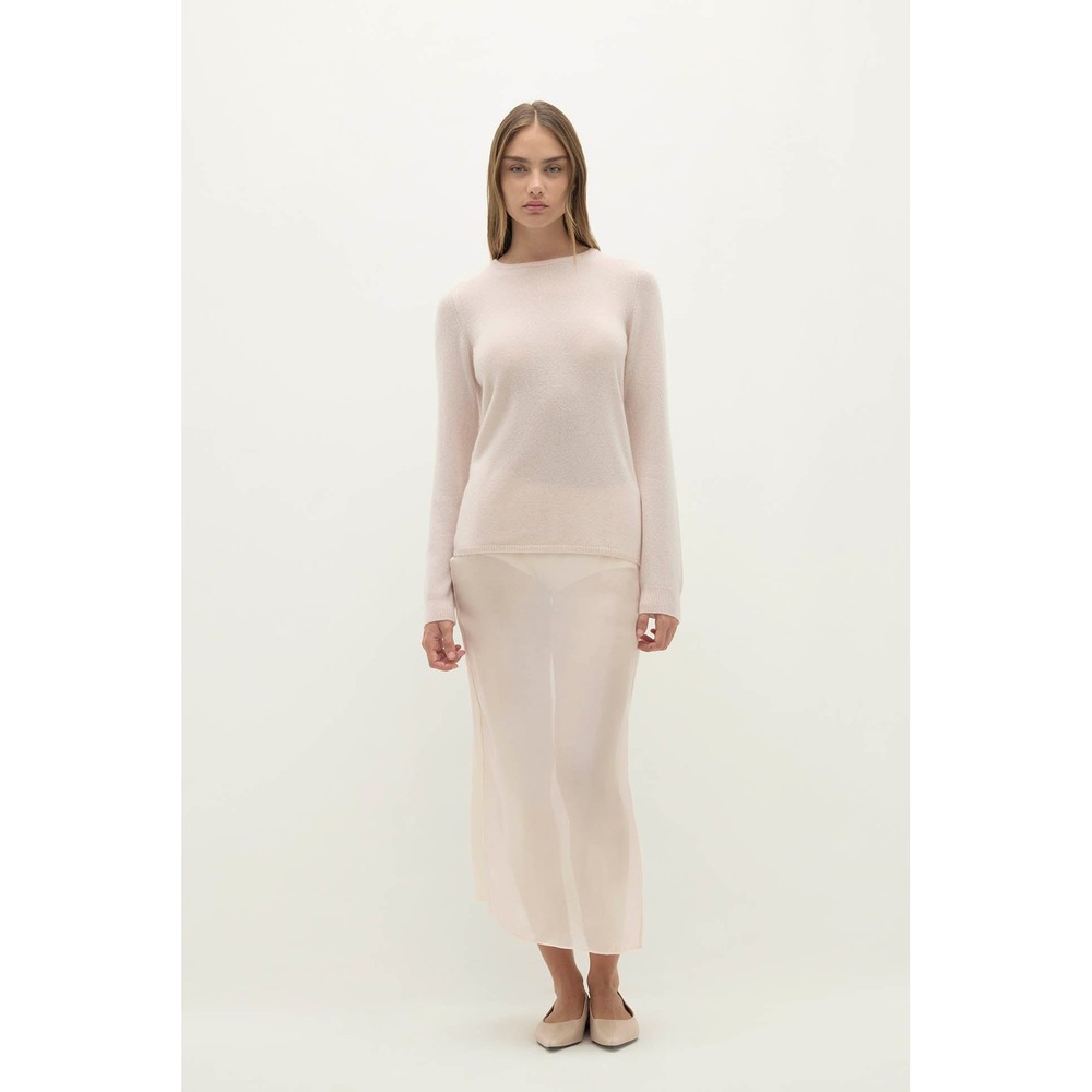 Nakedcashmere Womens Small Pink Sheer 100% Cashmere Crewneck Long Sleeve Sweater